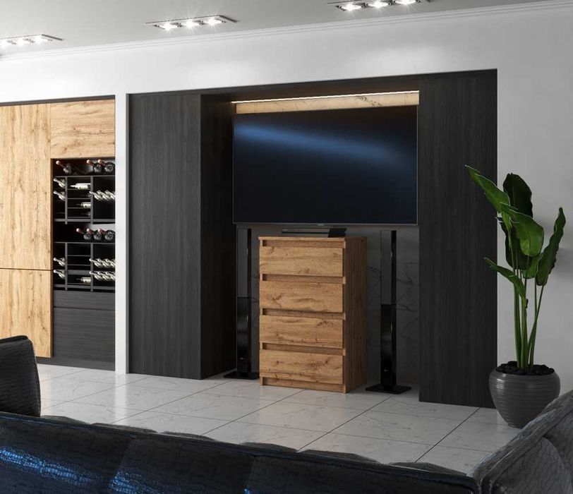 Komoda Mała Nowoczesna Hugo 60cm Szafka Salon Sypialnia 4 Szuflady