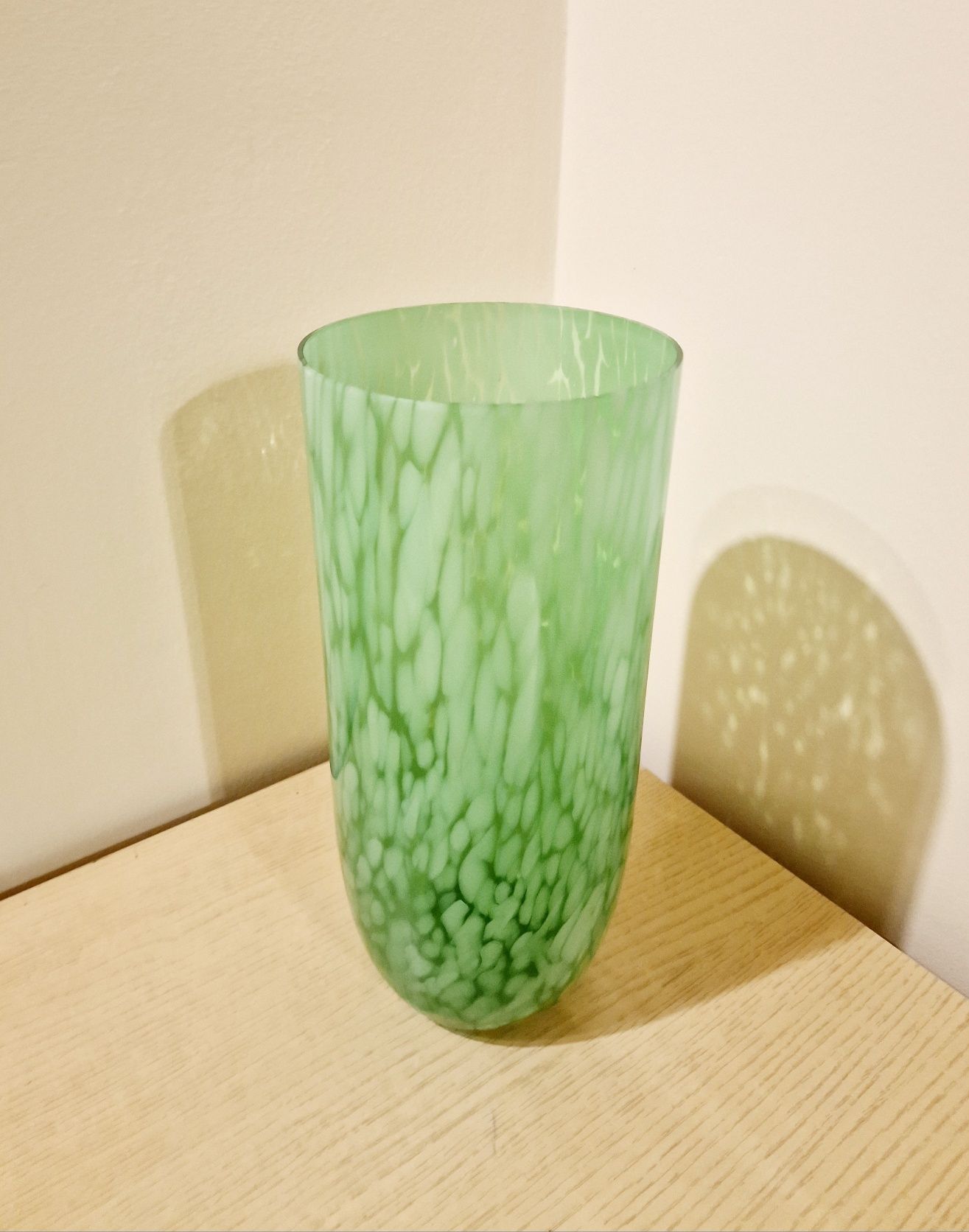 Duży piękny nowy wazon z zielonego szkła zielone szkło 30 cm okazja