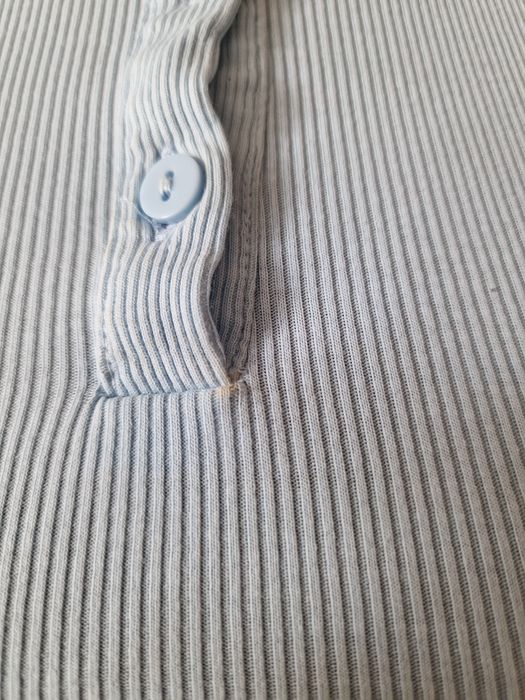 Tshirt polo błękitny crop top XXS Sinsay