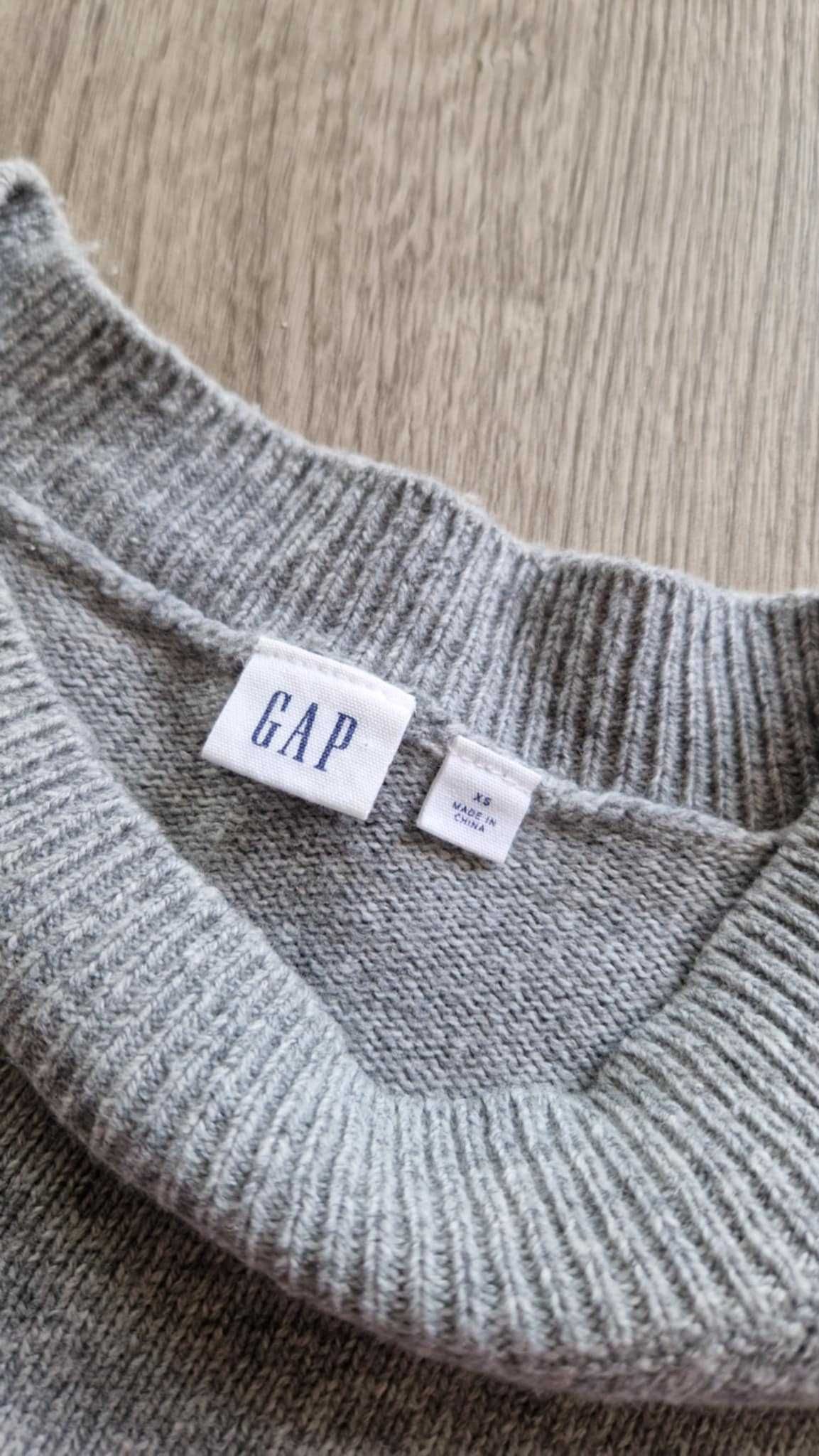 Szary sweter • w kolorowe paski • GAP 34/XS • nylon wełna bawełna