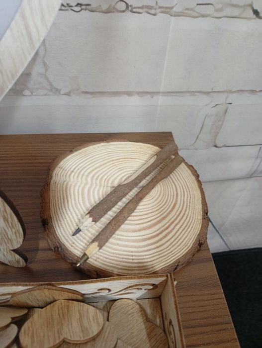 Księga gości weselnych w kształcie drewnianego serca + dodatki