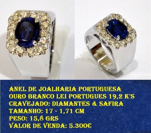 Joalharia Portuguesa - Anéis - Ouro Branco Lei Português - 19,2 K's