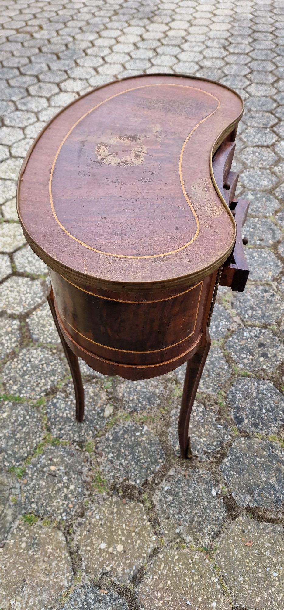 Vintage French Kidney Shaped Bedside Cabinet Louis XVI Style