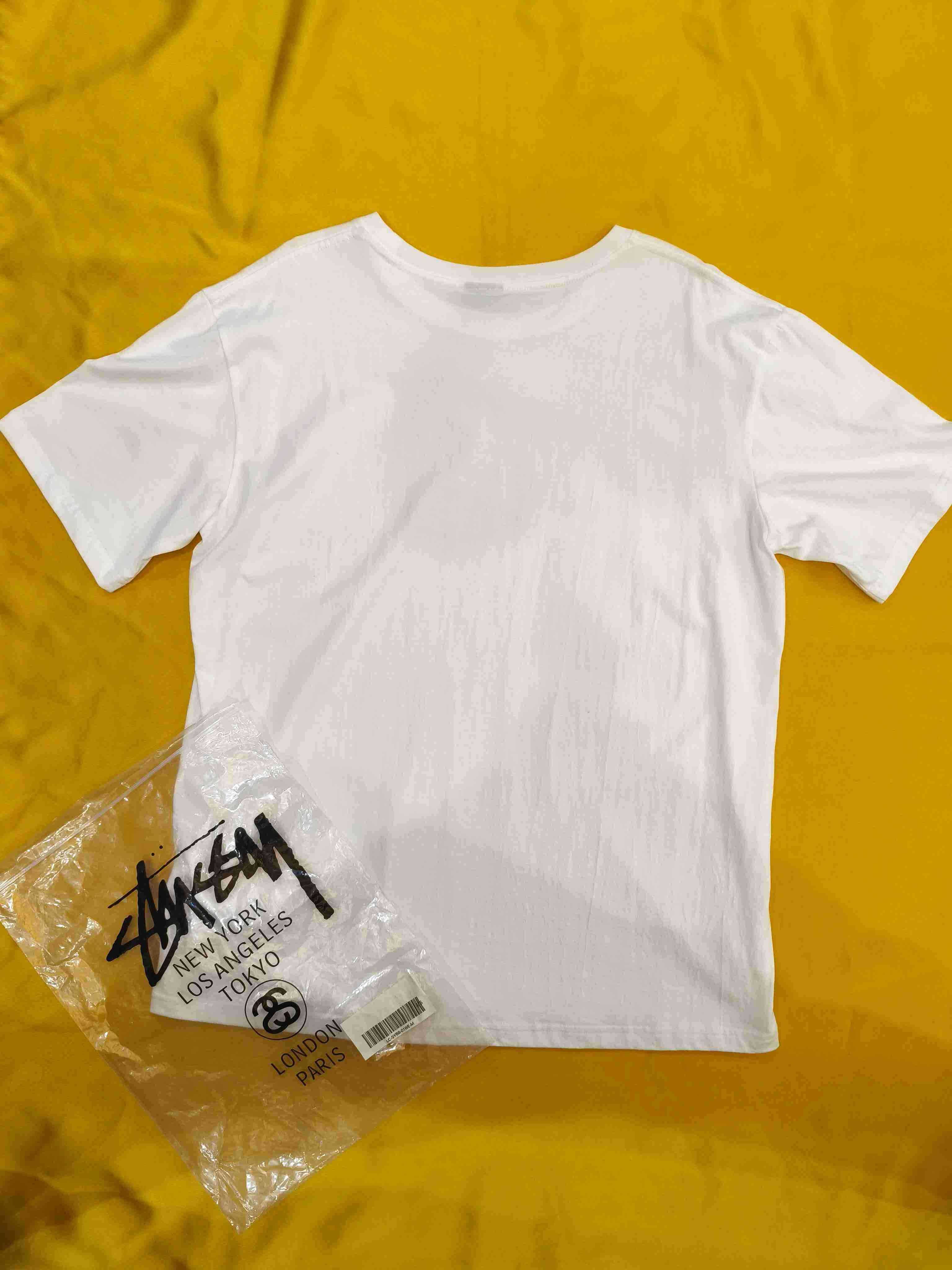 Stussy,Męska biała koszulka z nadrukiem letnim, rozmiar L