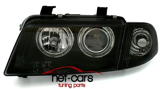 Reflektory Lampy przednie AUDI A4 B5 -98 Angel Eyes czarne DC