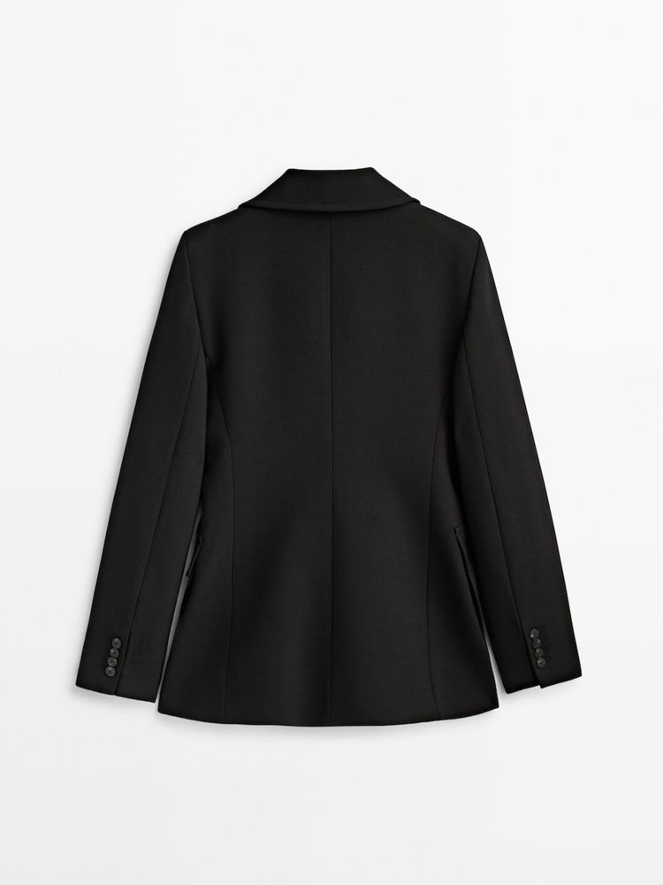 Чорний приталений піджак з карманами massimo dutti, розмір 34 (xs)