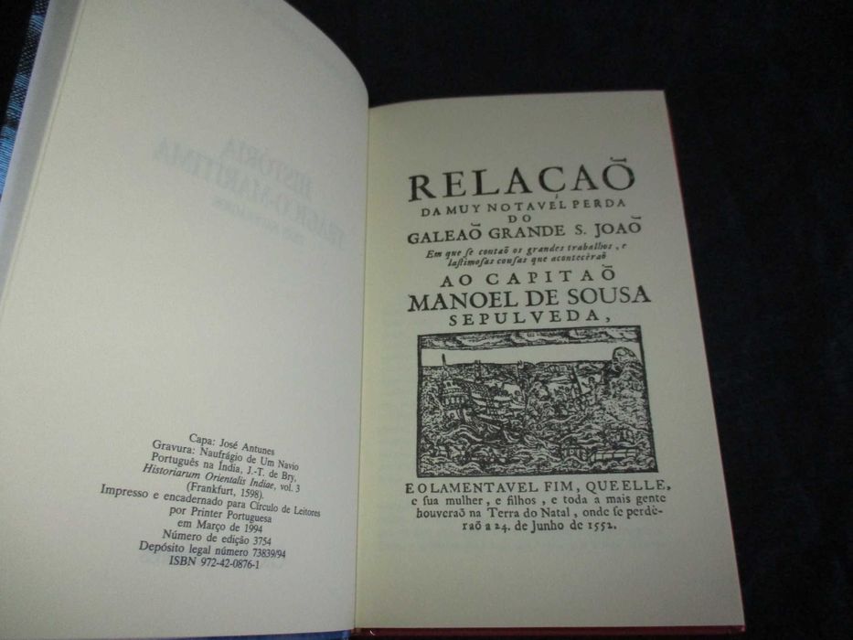 Livro História Trágico-marítima Bernardo Gomes de Brito