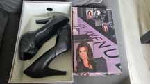 czarne skórzane szpilki z kolekcji Cindy Crawford, rozmiar 38