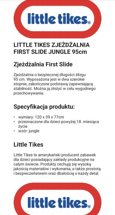 Zjeżdżalnia dla dzieci little tikes 95 cm
