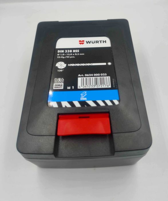 Wiertła WURTH do metalu DIN338 HSS 1-13x0,5mm 25szt. Zestaw Skrzynka