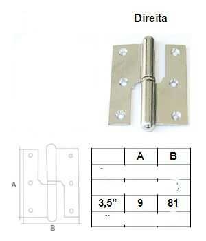 Dobradiça Porta Balanço 3.5" Cromada Diteita Interfer (NOVA)