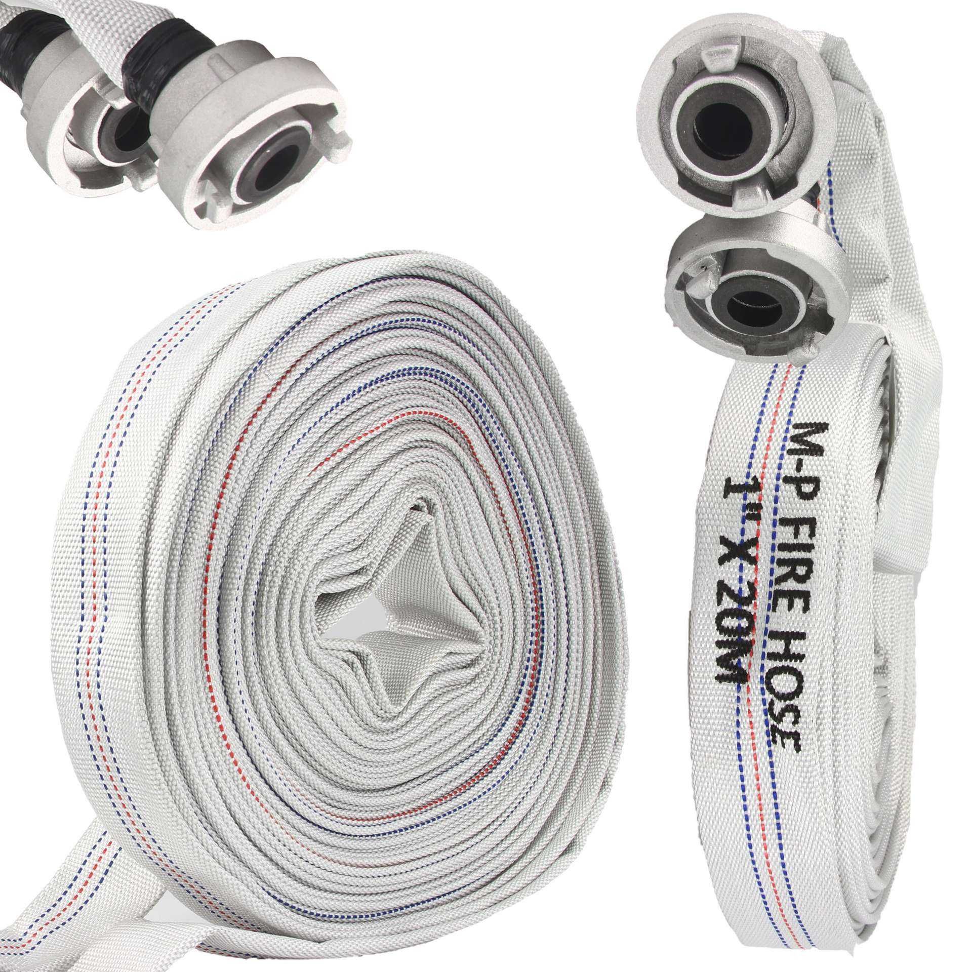 Wąż strażacki gumowany parciany 1 cal 1" 25mm 20m ze złączkami