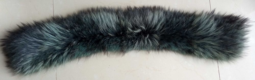 Obszycie kaptura płaszcza kołnierz szal 100% lis natural 79 cm srebrny