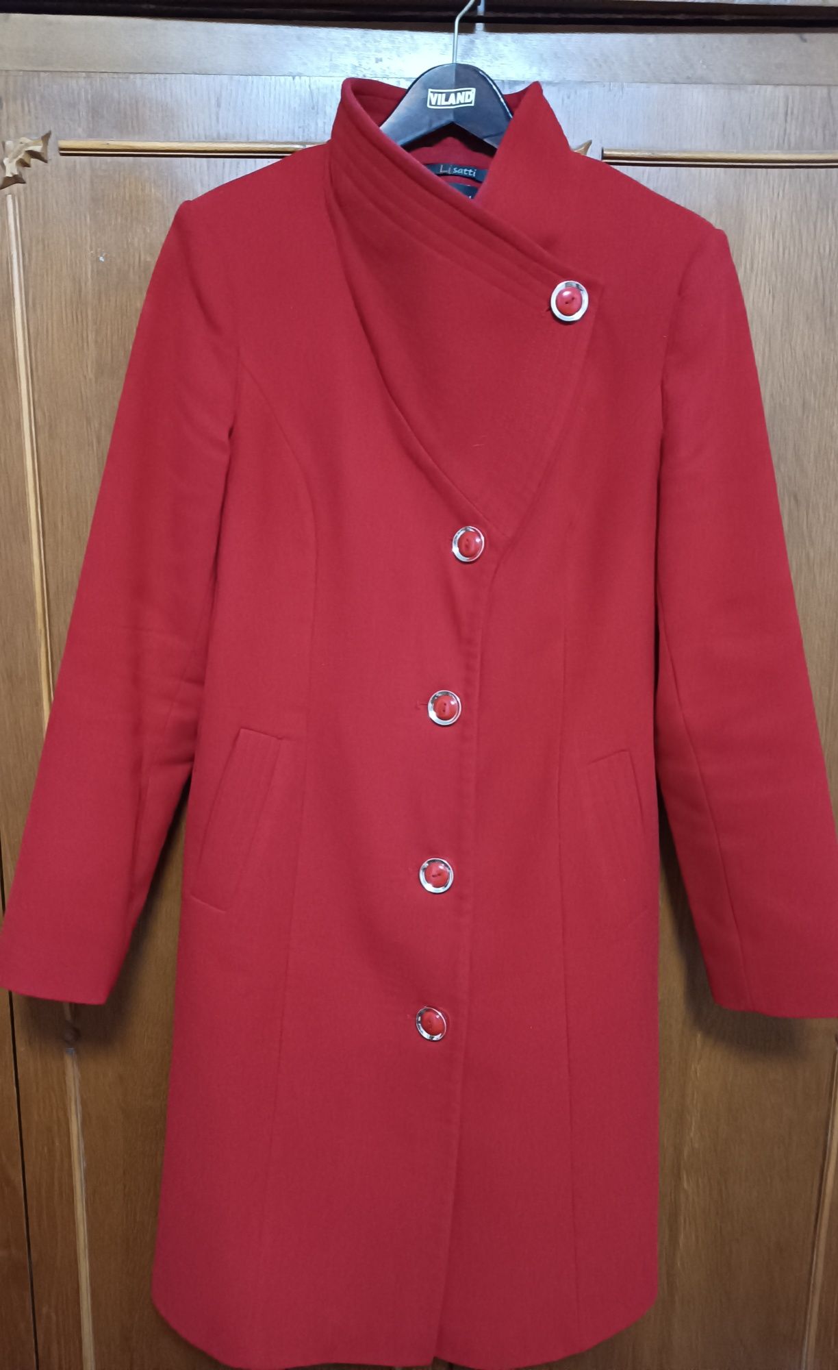 Червоне демісезонне кашемірове пальто