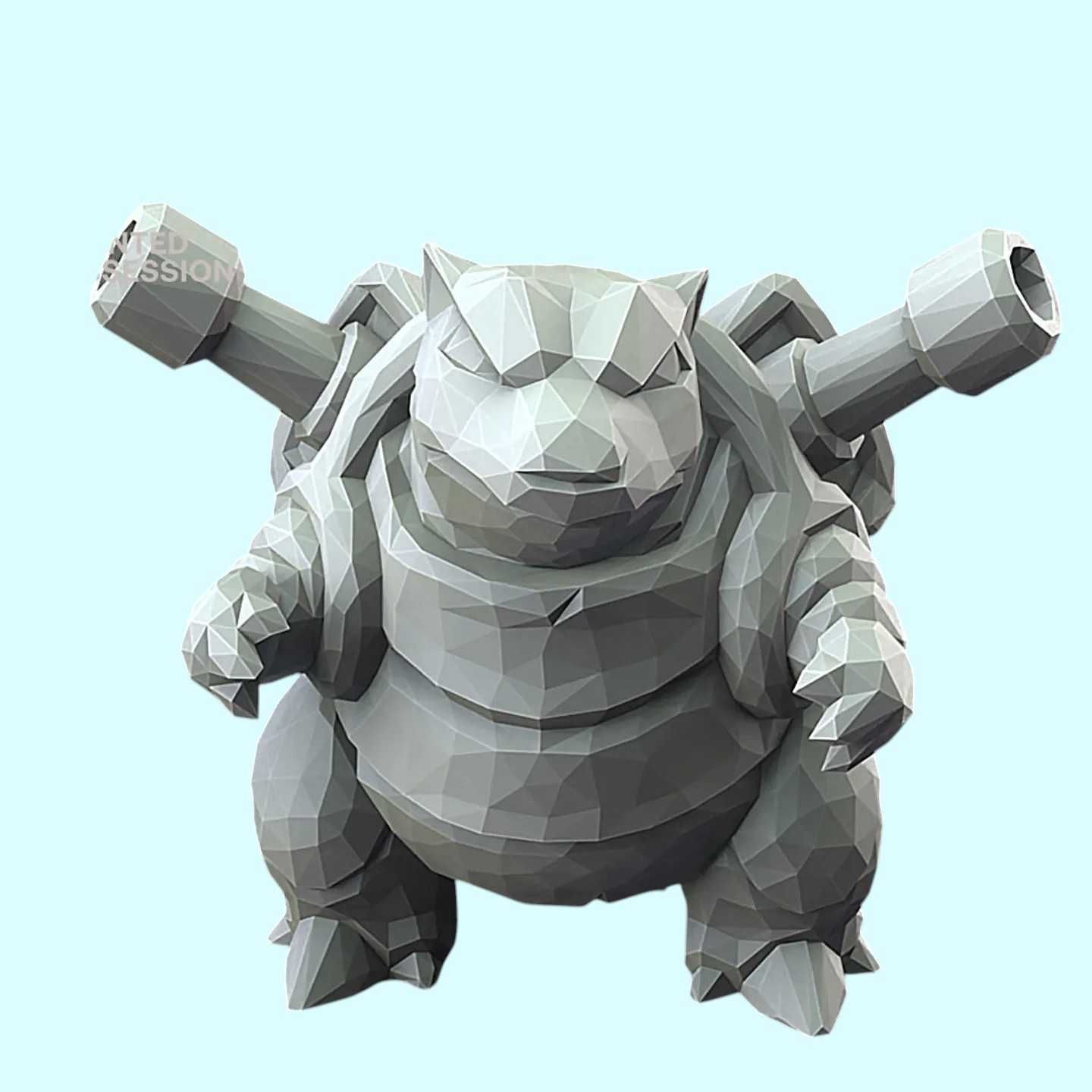 Figura Blastoise Low Poly 3D - Colecionável Pokémon p/ Fãs