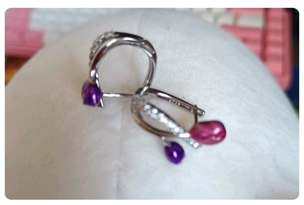 2 pary nowe kolczyki srebrne tulipany i gratis ważki piękne emaliowane