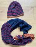 Komplet szalik i czapka granat rudy czerwony unisex L.O.G.G. H&M
