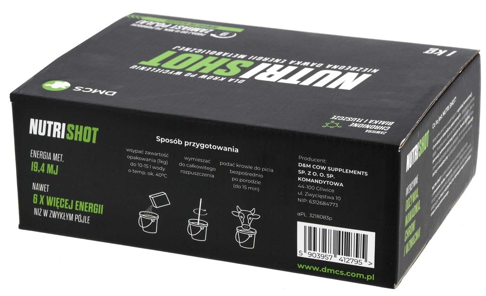 Specjalistyczny preparat energetyczny dla krów po wycieleniu NutriShot