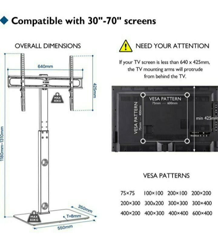 Uchwyt stojak podstawa do telewizora 30-70" BONTEC