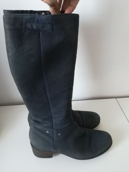 Gino Rossi r.39 skóra zamszowa, skórzane kozaki, granatowe.