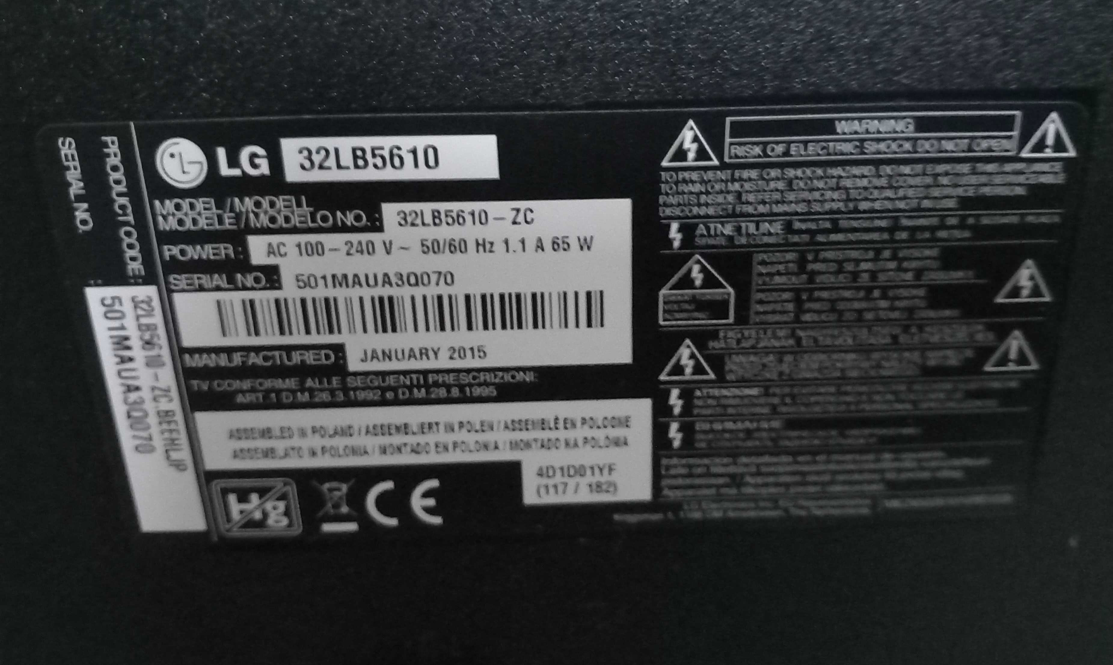Telewizor LG 32LB5610 dekoder, pilot Sprawny