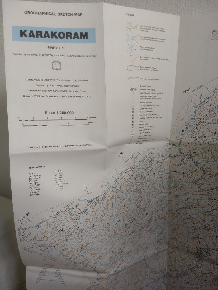 Mapas topográficos, Himalayas Karakoram Paquistão