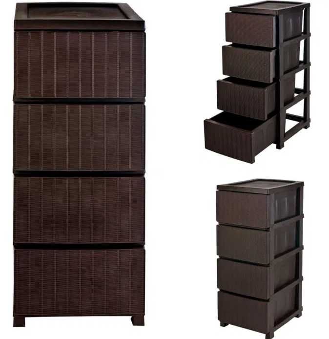 Комод Ротанг пластиковий 4 яруси R-Plastic 86.5×44.5×34.5 см
