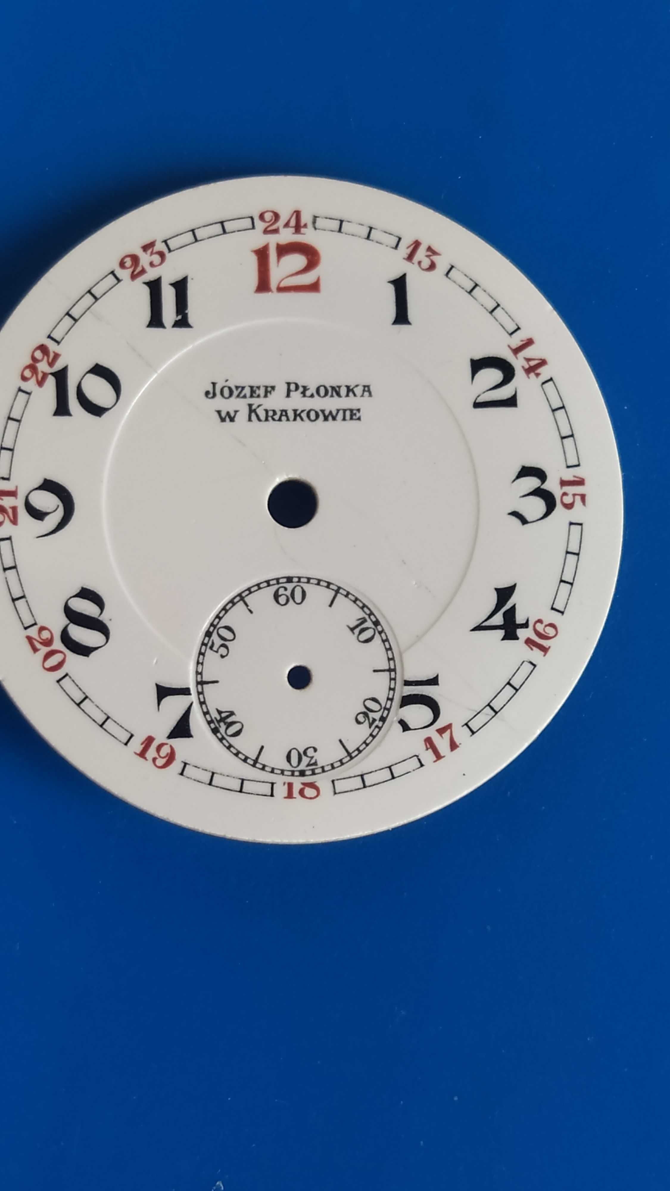 Józef Płonka w Krakowie,porcelanowa tarcza,zegarek kieszonkowy,antyk