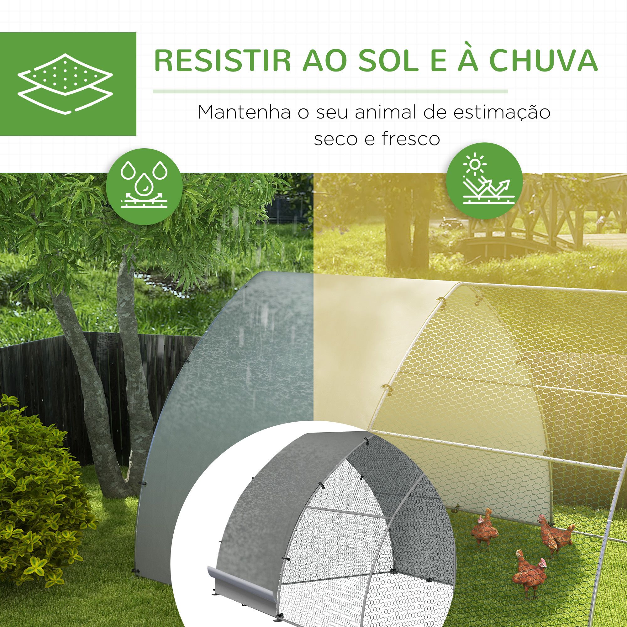 Galinheiro para Exterior 304x375x220