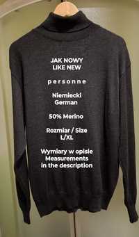 personne  Niemiecki męski sweter golfem, 50% Merino, Rozmiar L/XL