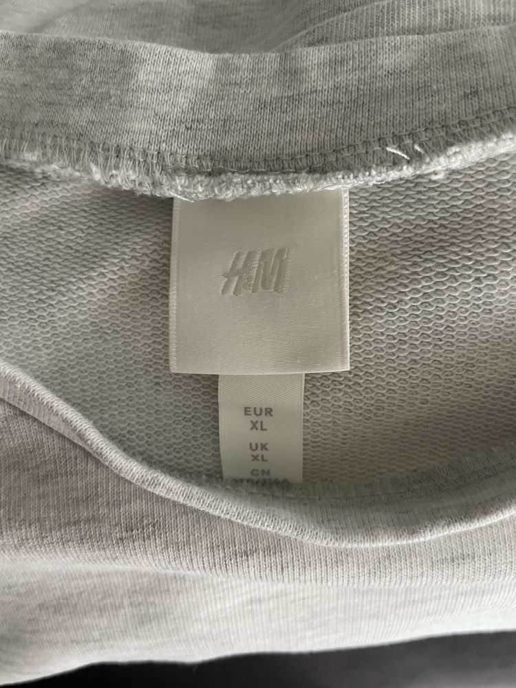 Bawełniana jasnoszara bluza bluza z bufkami h&m 42/44
