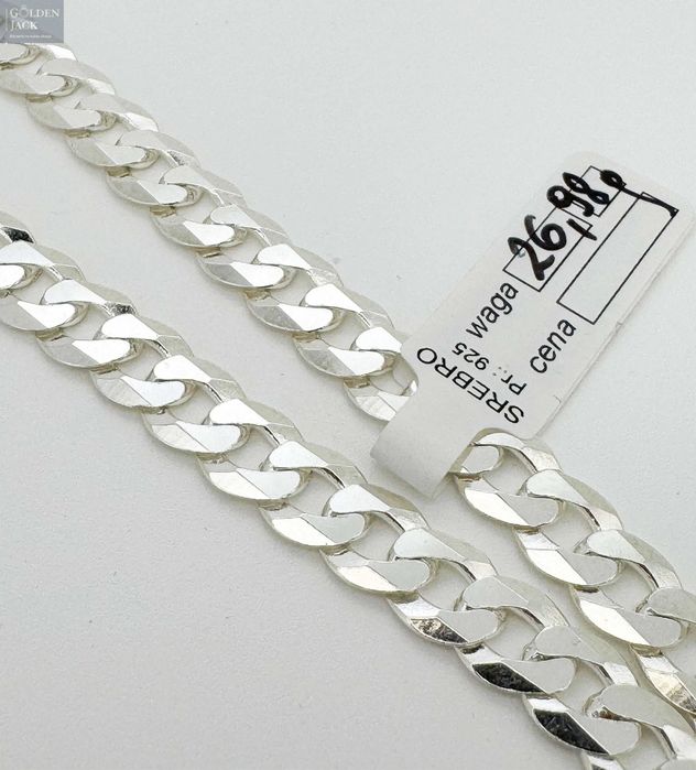 Srebrny łańcuszek splot Pancerka srebro pr. 925 waga 26,98 g dł. 55 cm