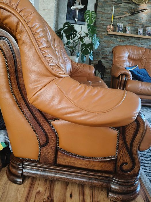 Kanapa skórzana sofa z funkcją spania