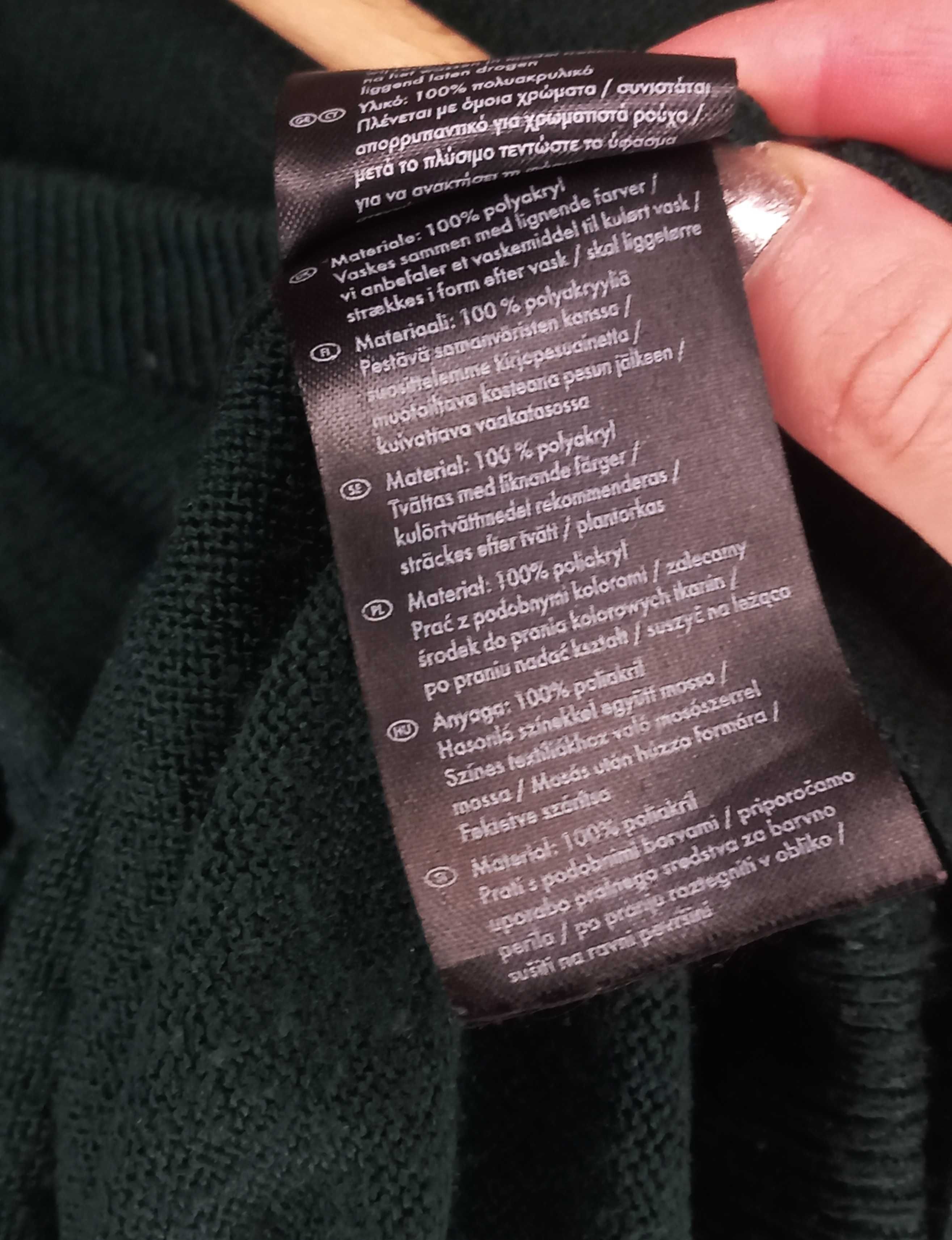 Ciemnozielony sweter z wiązaniem i dekoltem V Esmara rozmiar L/XL