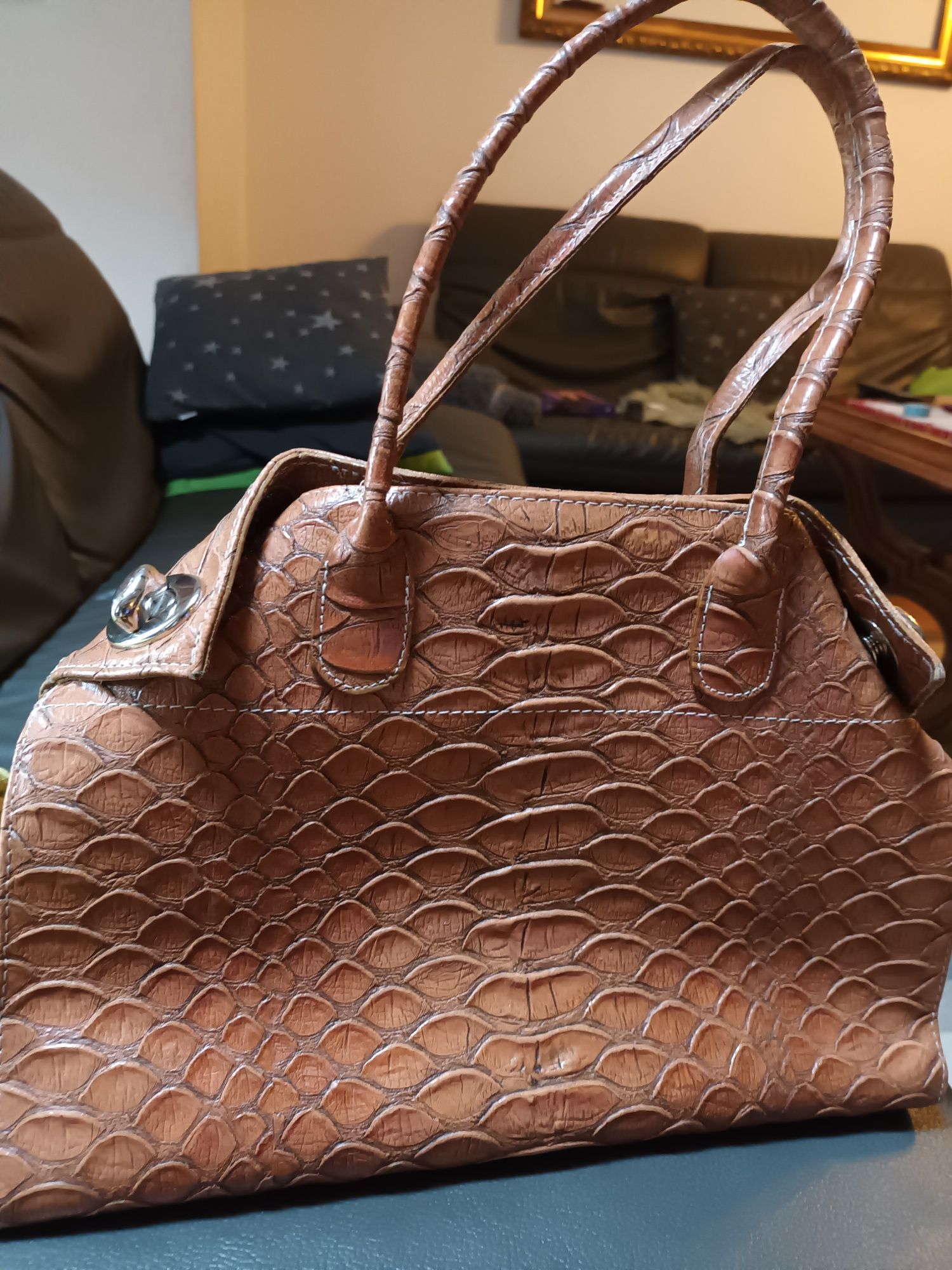 Torebka średnia jasny brąz elegancka