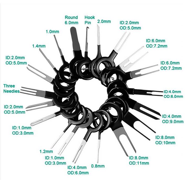 Набор экстракторов извлечения пинов контактов из разъемов питания авто