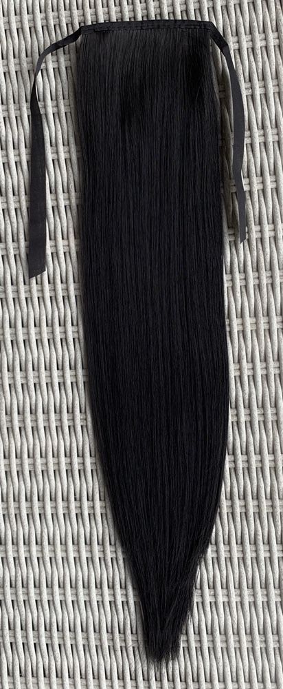 Premium Ultra włosy doczepiane. czarny, kucyk, treska 55 cm ( 87)