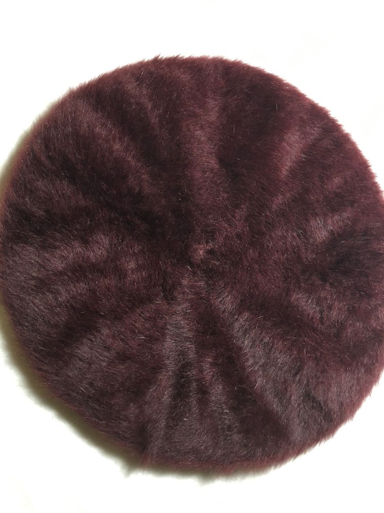 Moherowy beret damski , kolor bordo
