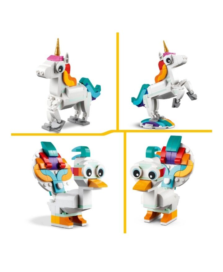 Zestaw LEGO 3 w 1 Magiczny jednorożec i Play-Doh mini fabryka śmiechu