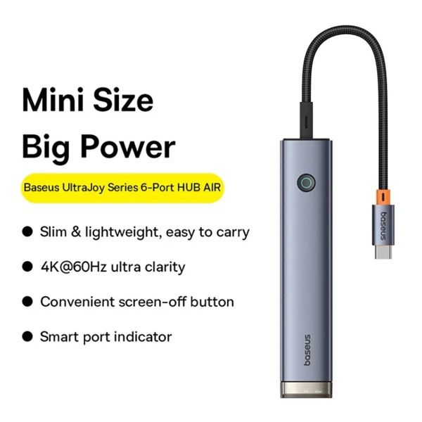 Baseus UltraJoy Series 6 в 1 HUB AIR  (usb хаб, докстанція 6в1)