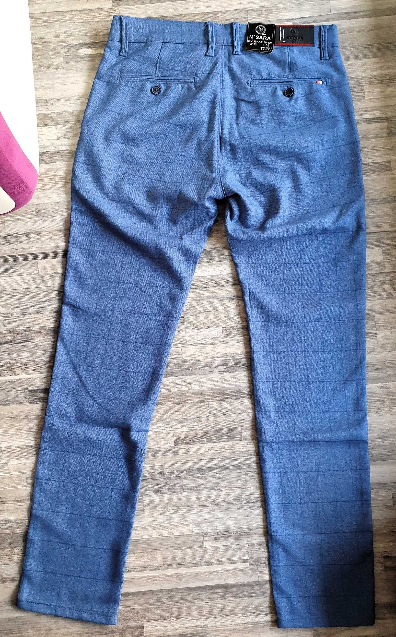 Spodnie Męskie Granatowe M.SARA Jeans W32 L32