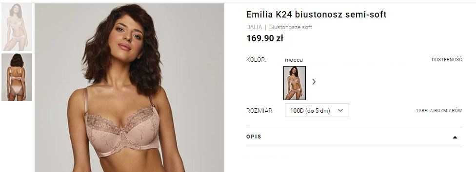 Dalia Biustonosz Emilia K24 semi-soft mocca 100D NOWY półusztywniany