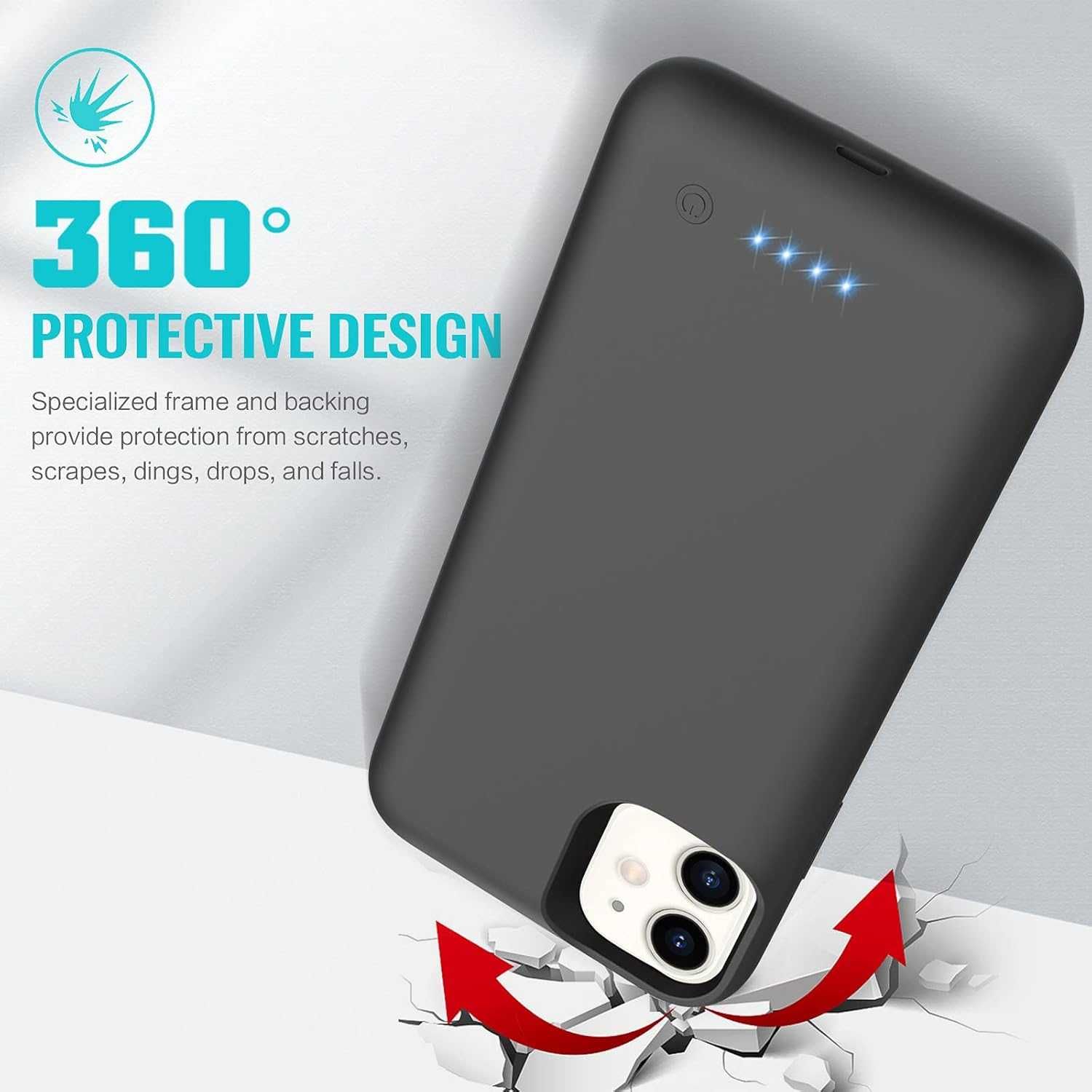 Trswyop etui z baterią do iPhone 11 powerbank 6200mAh powercase czarne