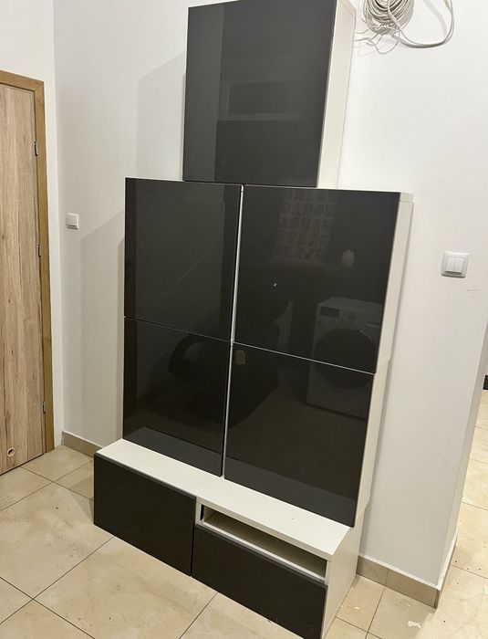 Ścianka RTV podwieszana . Meble do salonu . Ikea Besta 8 elementów