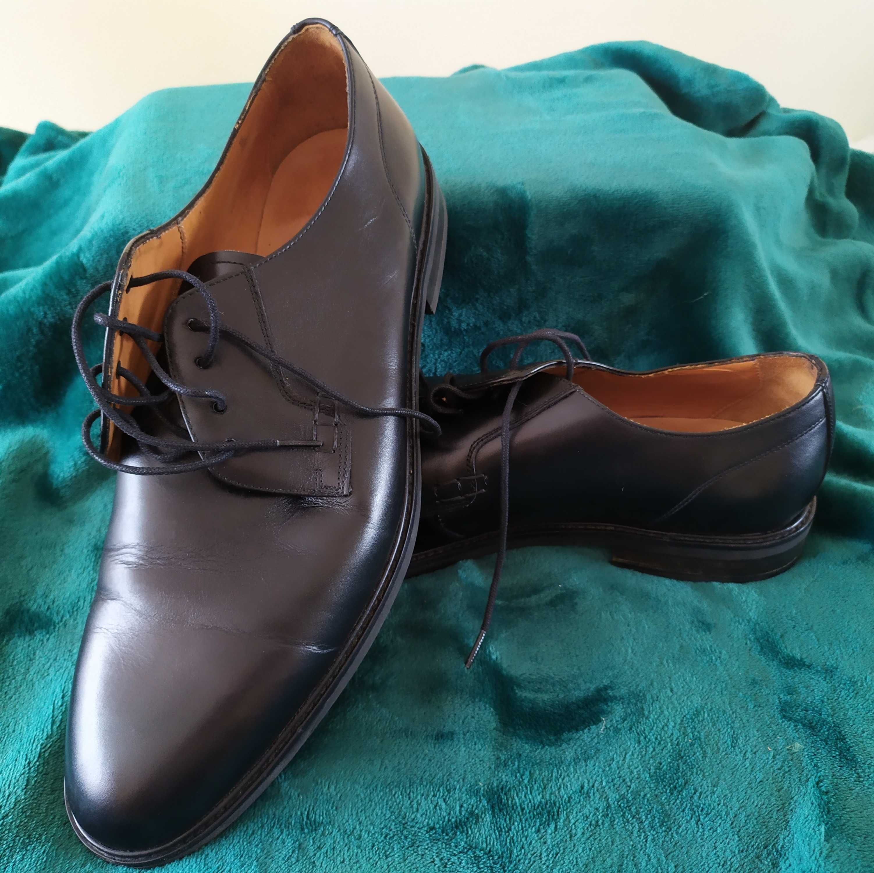 Massimo Dutti czarne skórzane buty r. 43