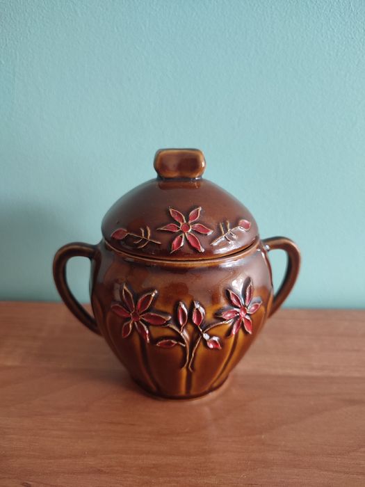 Cukiernica brązowa ceramiczna