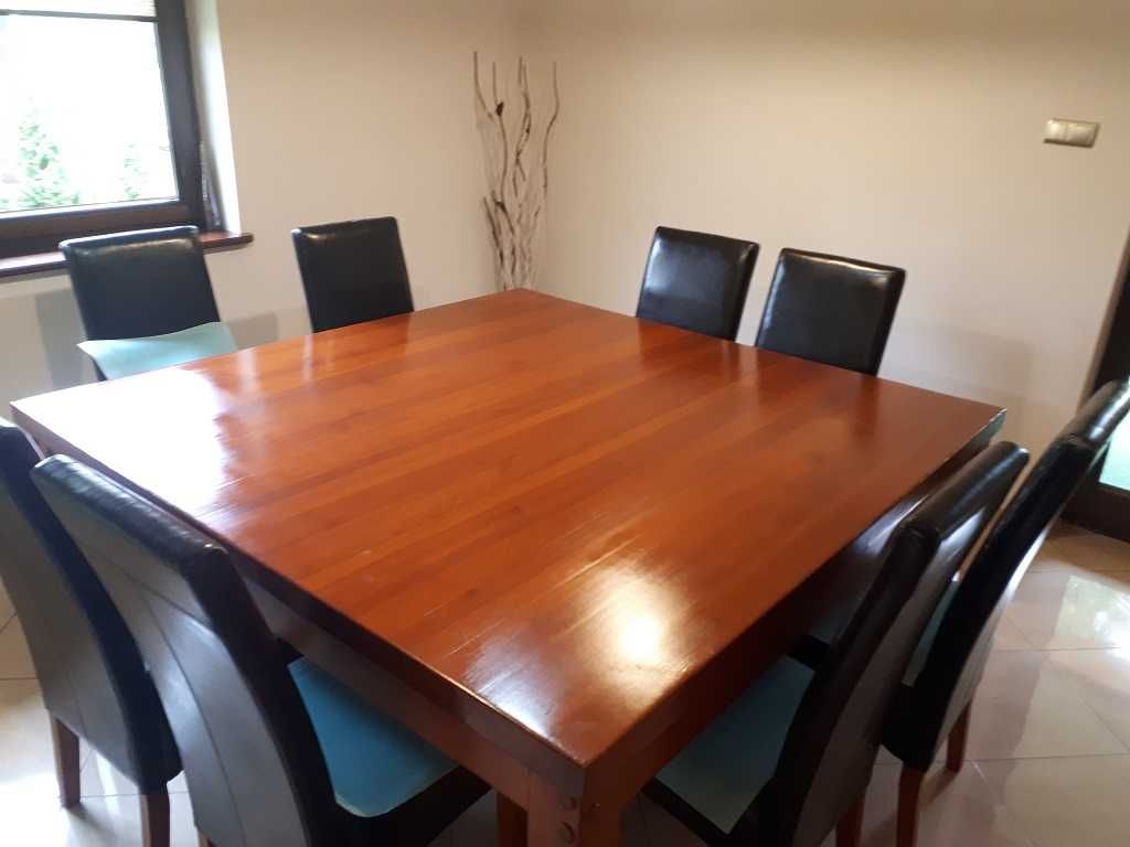 Duży drewniany stół do jadalni 180 x 180cm