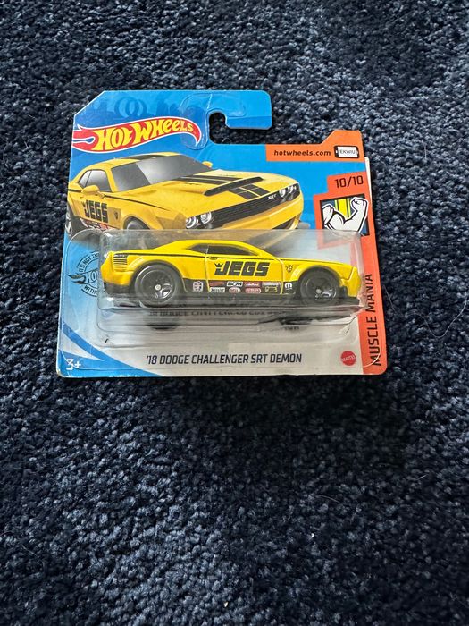 hot wheels 18 dodge challenger srt demon żółty jegs