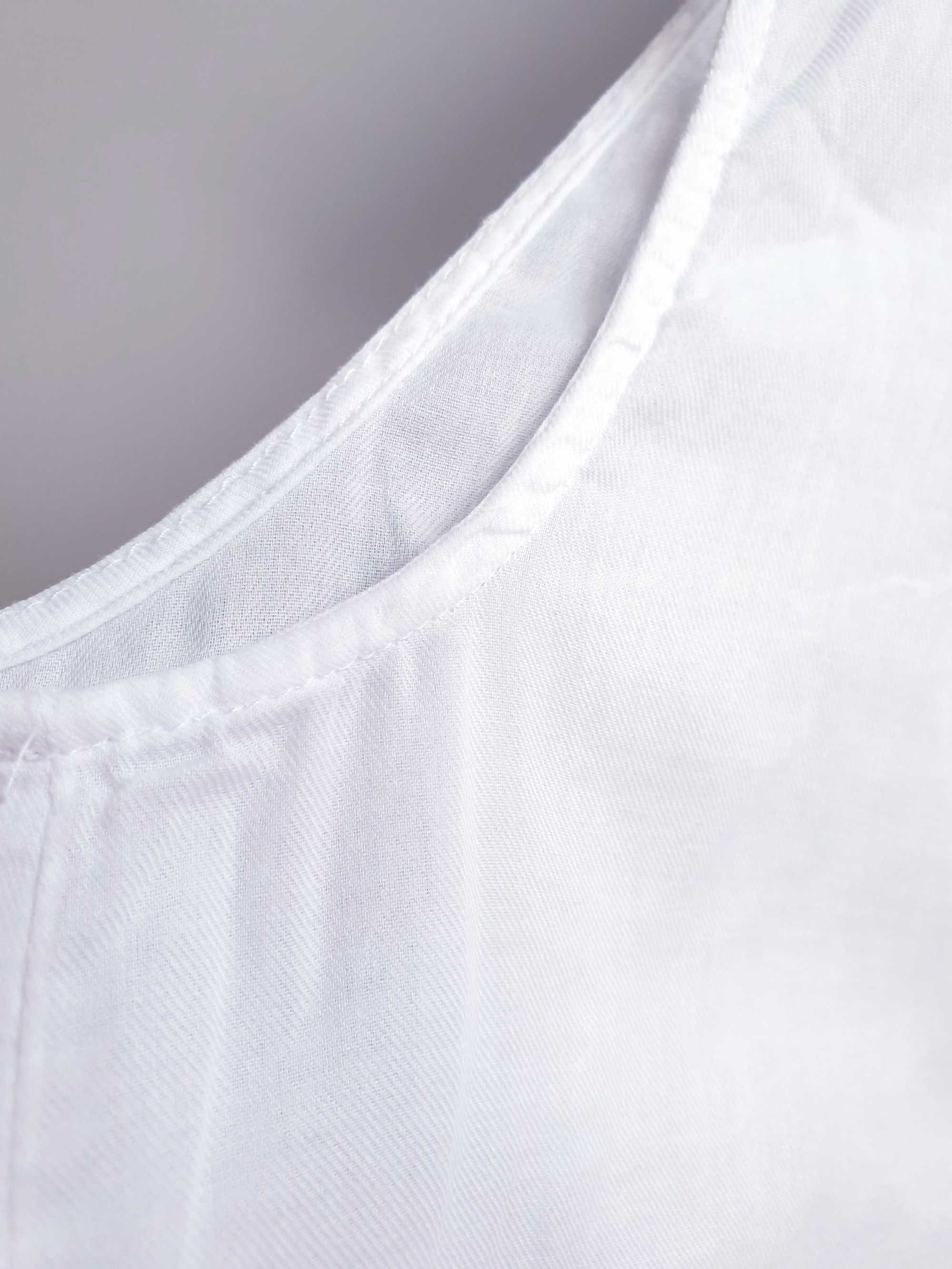 Biała bluzka koszula ze stójką bez rękawów 38 H&M