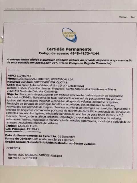 EMPRESA TVDE com viatura